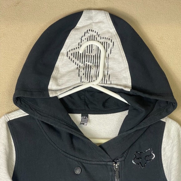 Fox Racing Hoodie Women Small Black White Sweatshirt‎ Full Zip MTB Adult - Picture 2 of 12